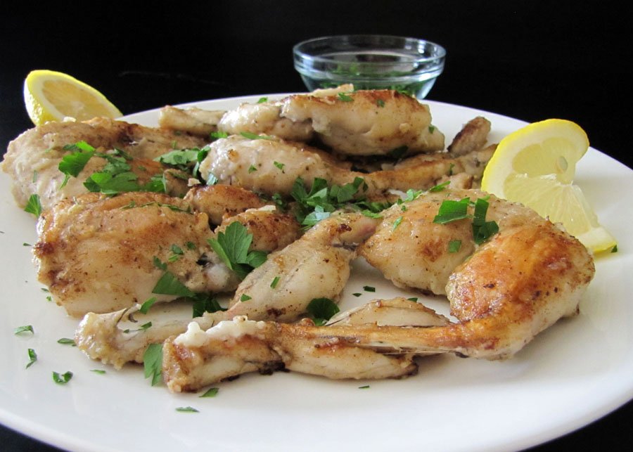 frog legs sprinkled with parsley
